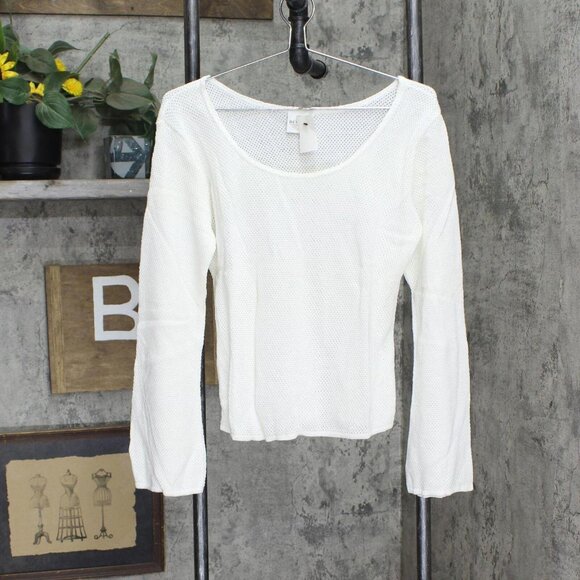 NWT Bentley Womens Unlined Vintage Mesh USA Made Shirt Top bntly M White - Picture 1 of 5